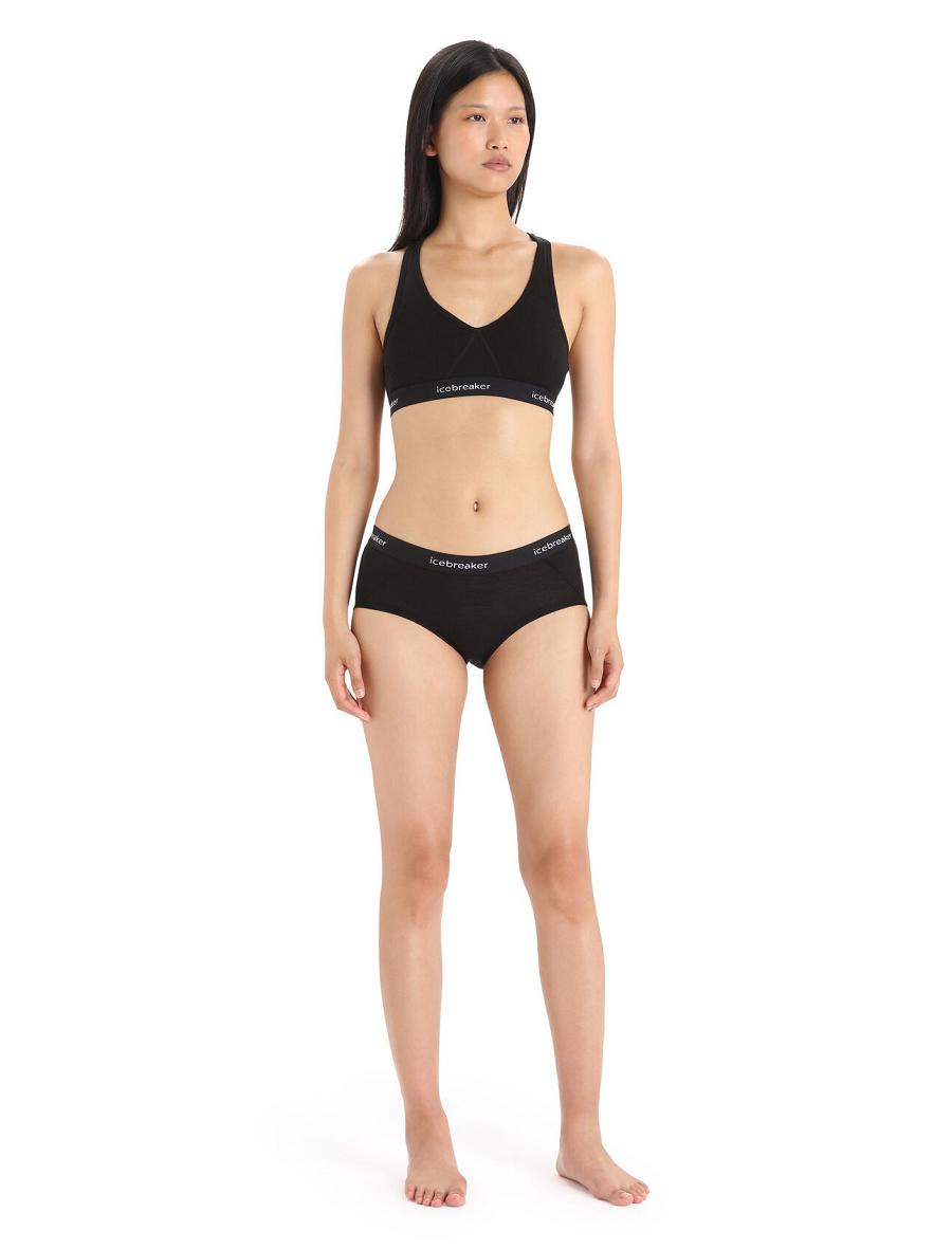 Black Women's Icebreaker Merino Sprite Hot Pants Underwear | USA 1708BEXC